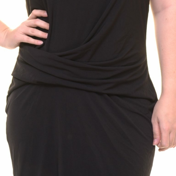 NWT RACHEL ROY Hi-Low Ribbed Tank Midi Dress Black MEDIUM Scoop Neck Ruched Slim - Picture 12 of 14